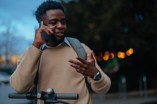 Man using a smartphone while commuting