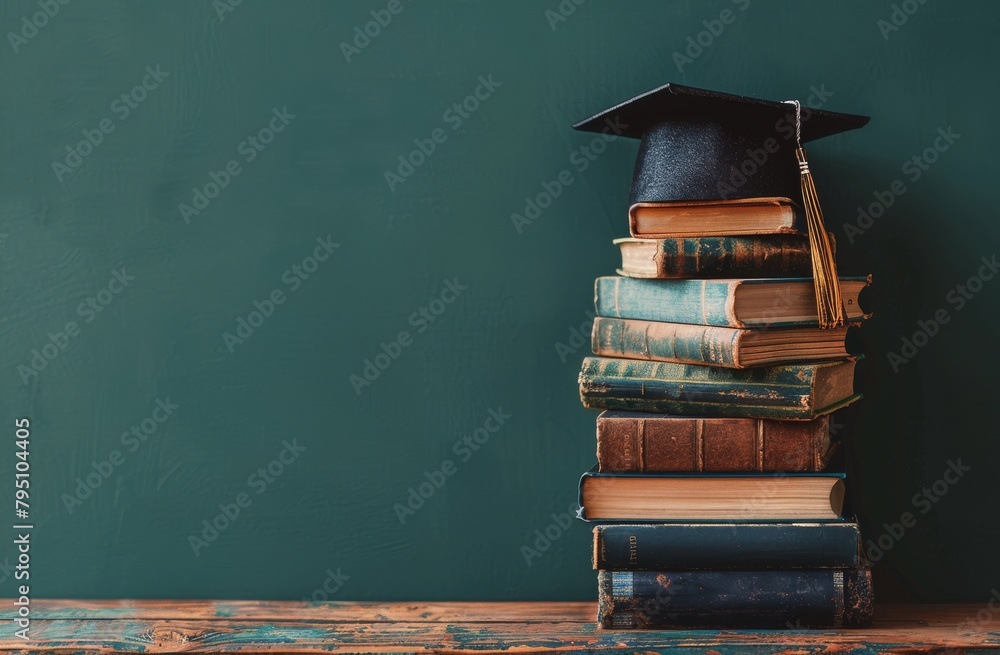 Canvas Prints stack of books on wooden table