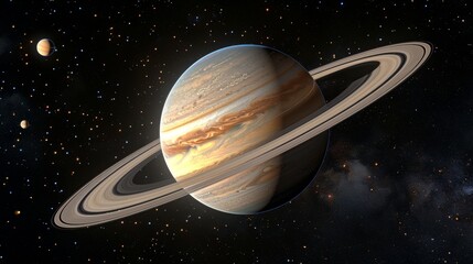 Solar System: A photo of Saturn, known for its distinctive rings - obrazy, fototapety, plakaty