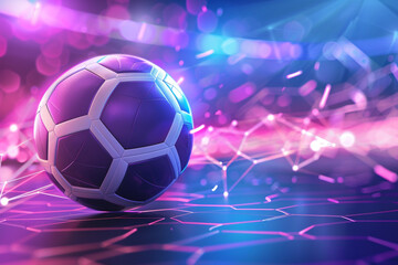 Hexagonal a soccer background with futuristic flair in purple and blue