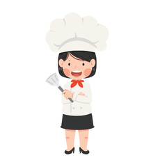 Cute chef girl cartoon kid