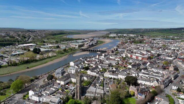 Orbiting Barnstaple town centre in Devon