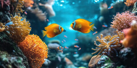 Fototapeta na wymiar tropical coral reef fish under water world, Generative Ai