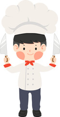 Cute Kid man In Chef Costume