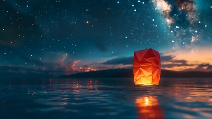  A harmonious depiction merging Memorial Day, the Lantern Festival, and a single glowing lantern, symbolizing remembrance and hope against a backdrop of pristine solid white. 
 - obrazy, fototapety, plakaty