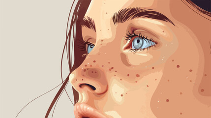 Young woman with moles on light background closeup vector
