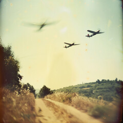  Old-Fashioned Airplanes Over Vintage Cloudscapes: Flying Through Time