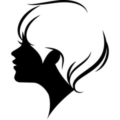 girl lady short hair style silhouette clip art
