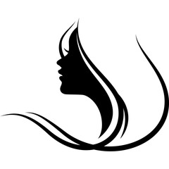 woman face long hair style silhouette illustration

