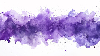 Abstract purple watercolor splash on white background. Digital art painting.
