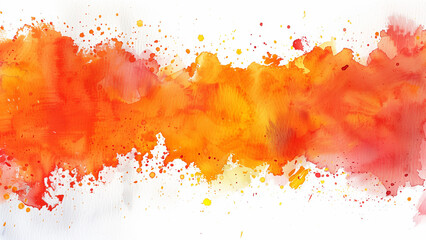 Abstract orange watercolor splash on white background. Digital art painting.