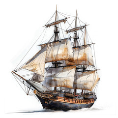 HMS Beagle on white background realistic - obrazy, fototapety, plakaty