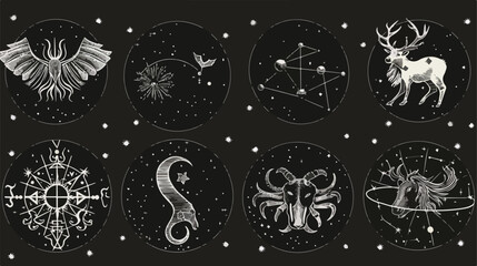 Zodiac constellation. Aries taurus gemini cancer leo