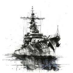HMS Hood on white background realistic - obrazy, fototapety, plakaty