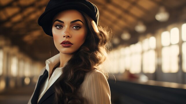 Beautiful woman with model looks, coordinating postal office tasks