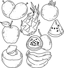 fruits line element design for templates.