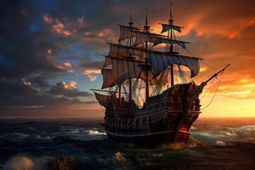 Pirate ship sailboat outdoors vehicle