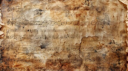 Vintage Sheet of Paper With Music Notes