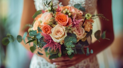 A Bride Holding a Bouquet of Flowers