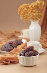 Dates on a beige background.