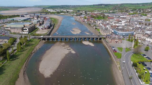 Seagulls on River Taw in Barnstaple in Devon