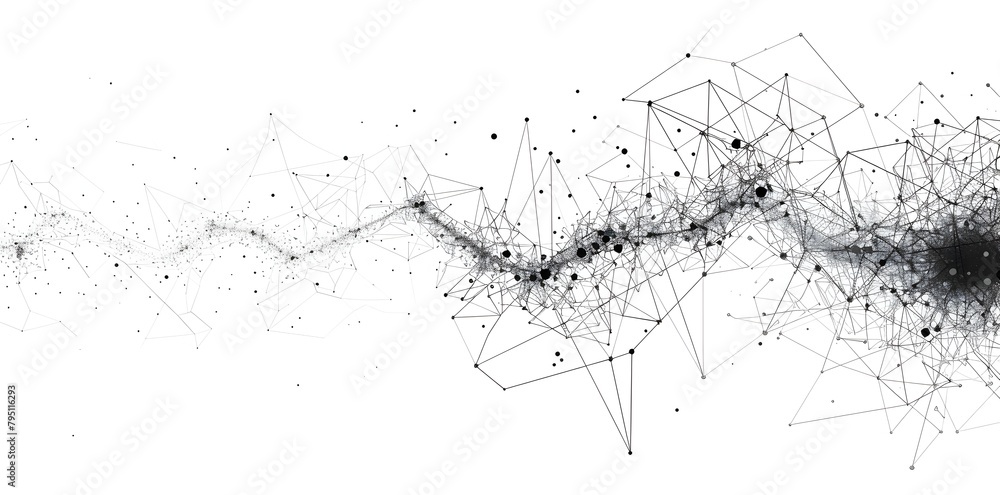 Poster abstract connection lines and dots on a white background, this could be a technology banner or wallp