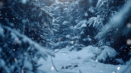 Obraz na płótnie Canvas Snowfall in winter forest.Beautiful landscape panorama