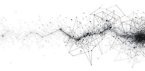 Abstract connection lines and dots on a white background, this could be a technology banner or wallpaper vector illustration design for a business concept of a global network or data transfer, interne