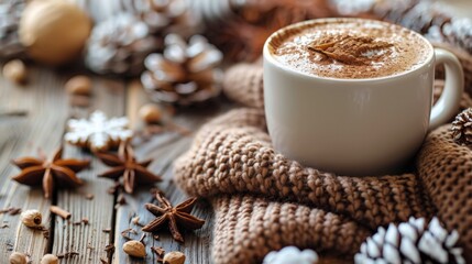 Fototapeta na wymiar A Cup of Hot Chocolate on Blanket