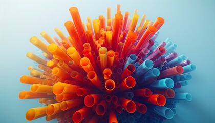Colorful drinking straws isolated on white background - obrazy, fototapety, plakaty