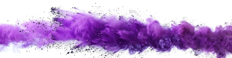 White Purple. Colourful Paint Explosion with Purple and Lilac Powders on Isolated White Background - obrazy, fototapety, plakaty