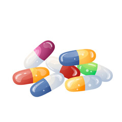 Pile of colorful pills for symptoms relief