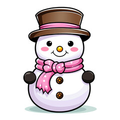 clipart kawaii, cute snowman , soft pastel colour scheme, white background сreated with Generative Ai