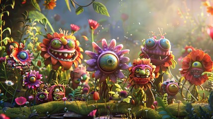 fantasy flower monster 3D illustration