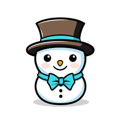 clipart kawaii, cute snowman , soft pastel colour scheme, white background сreated with Generative Ai