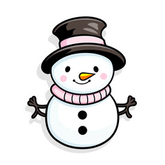 clipart kawaii, cute snowman , soft pastel colour scheme, white background сreated with Generative Ai
