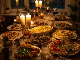 Fototapeta premium A Joyous Orthodox Easter Monday Family Feast CelebrationTraditional Food.
