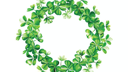 Saint Patricks Day wreath with shamrock leaves round