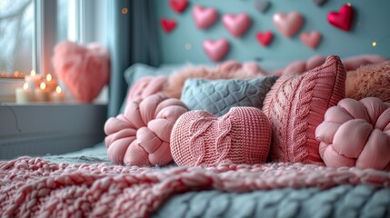 Bed Covered With Pillows and Blankets