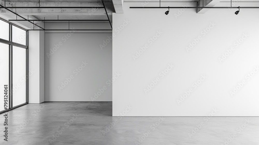 Poster a large empty room with a white wall and a window