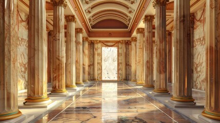 Ancient greek architecture with pillars and a classical interior - obrazy, fototapety, plakaty