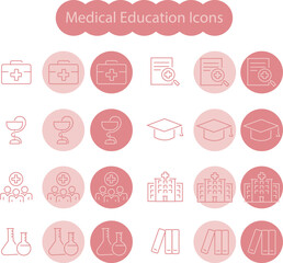 Medical Education web icon set inline style. Editable Vector illustration.