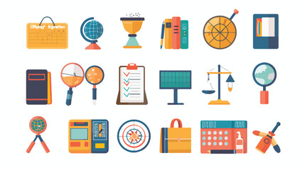School icons - set of educational icons in flat style