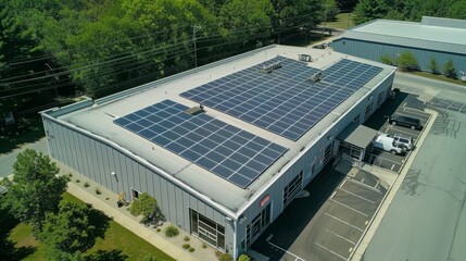 Solar panel installation on a commercial building