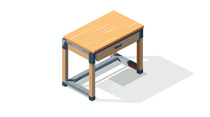School Desk with wooden lid and metal legs