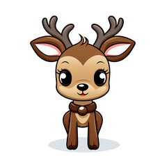 Fototapeta premium clipart kawaii, cute rudolf reindeer, soft pastel colour scheme, white background сreated with Generative Ai