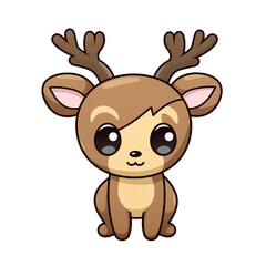 clipart kawaii, cute rudolf reindeer, soft pastel colour scheme, white background сreated with Generative Ai