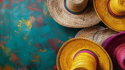 Colorful Background With Hat and Towel
