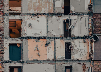 destroyed and burned houses in the city Russia Ukraine war