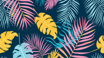 Seamless hand drawn tropical summer pattern